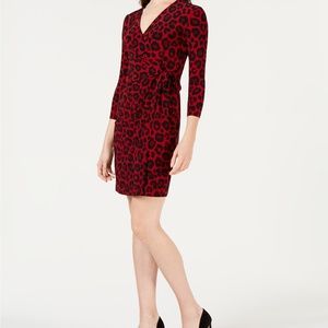 NWT Anne Klein Faux Wrap Animal Print Dress 16